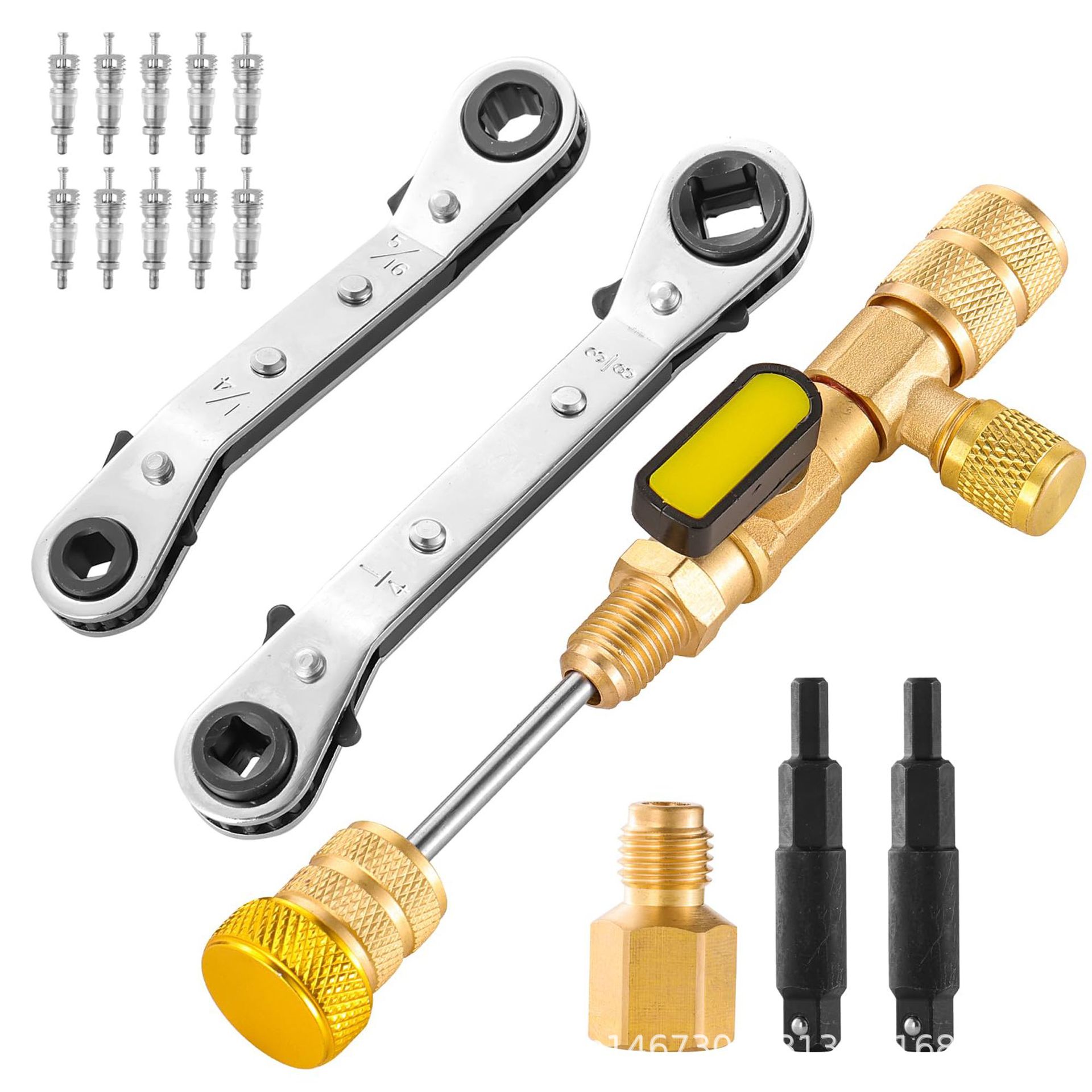 阀芯拆卸器安装工具扳手套装 带六角钻头 SAE1/4和5/16端口适配器
