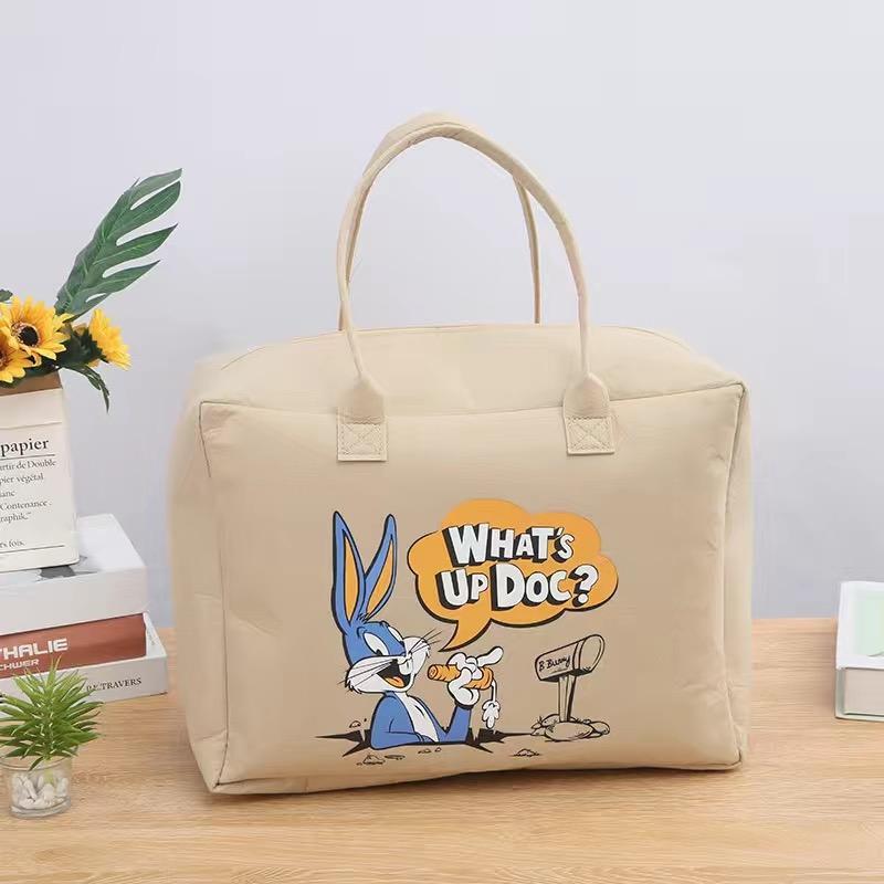 卡通小熊被子收纳包大容量行李袋轻便时尚韩版毛毡手提衣物韩百搭