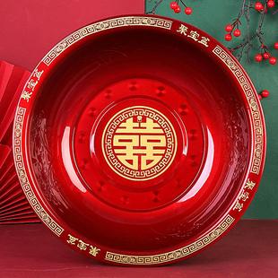 结婚脸盆红盆女方陪嫁新娘嫁妆洗漱用品红色脸盆搪瓷婚庆结婚喜盆