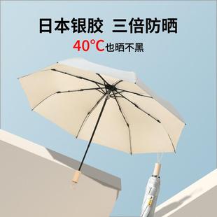黑胶双层防晒伞雨伞遮阳伞钛银防晒紫外线女手动大号加大加固加厚