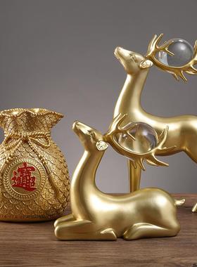 新款鹿客厅酒柜家居饰品摆