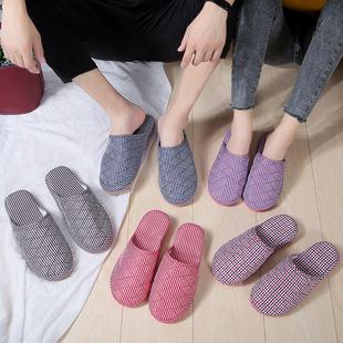女款 季 棉拖鞋 防滑四季 透气男女居家布艺客人家用 轻便情侣薄款 四季