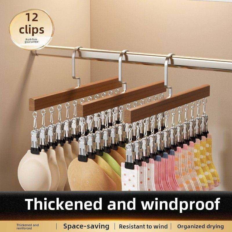 实木袜子架家用无痕木质多功能多夹子内衣夹衣柜裙子裤子帽子收纳,收纳整理,多夹子晾衣架,淘宝优惠券,粉丝福利购,淘宝优惠卷