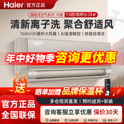 Haier/海尔 KFR-35GW/A6HAA81U1(轻奢金)1.5匹一级变频挂机洗空气