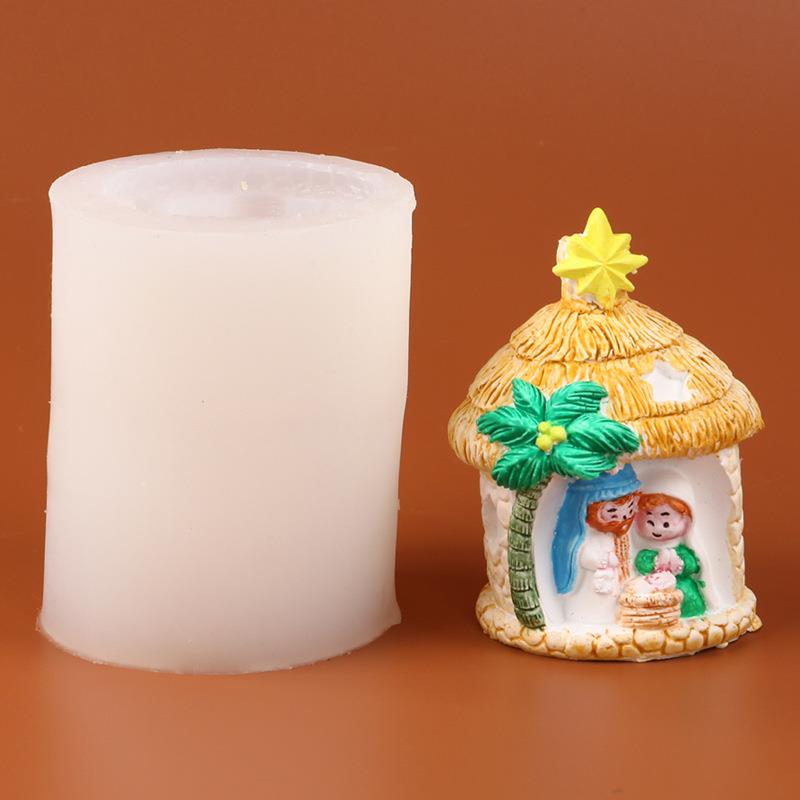 DIY小房子情侣香薰蜡烛制作硅胶模具一家人翻糖蛋糕装饰制作模具