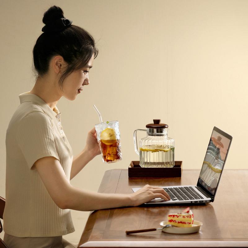 ZQ水阳光冰川玻璃杯女家用夏季加厚水杯泡茶早餐咖啡杯啤酒杯果汁