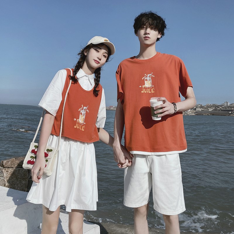 高货设计感小众情侣装夏装休闲运Cosplay女装/