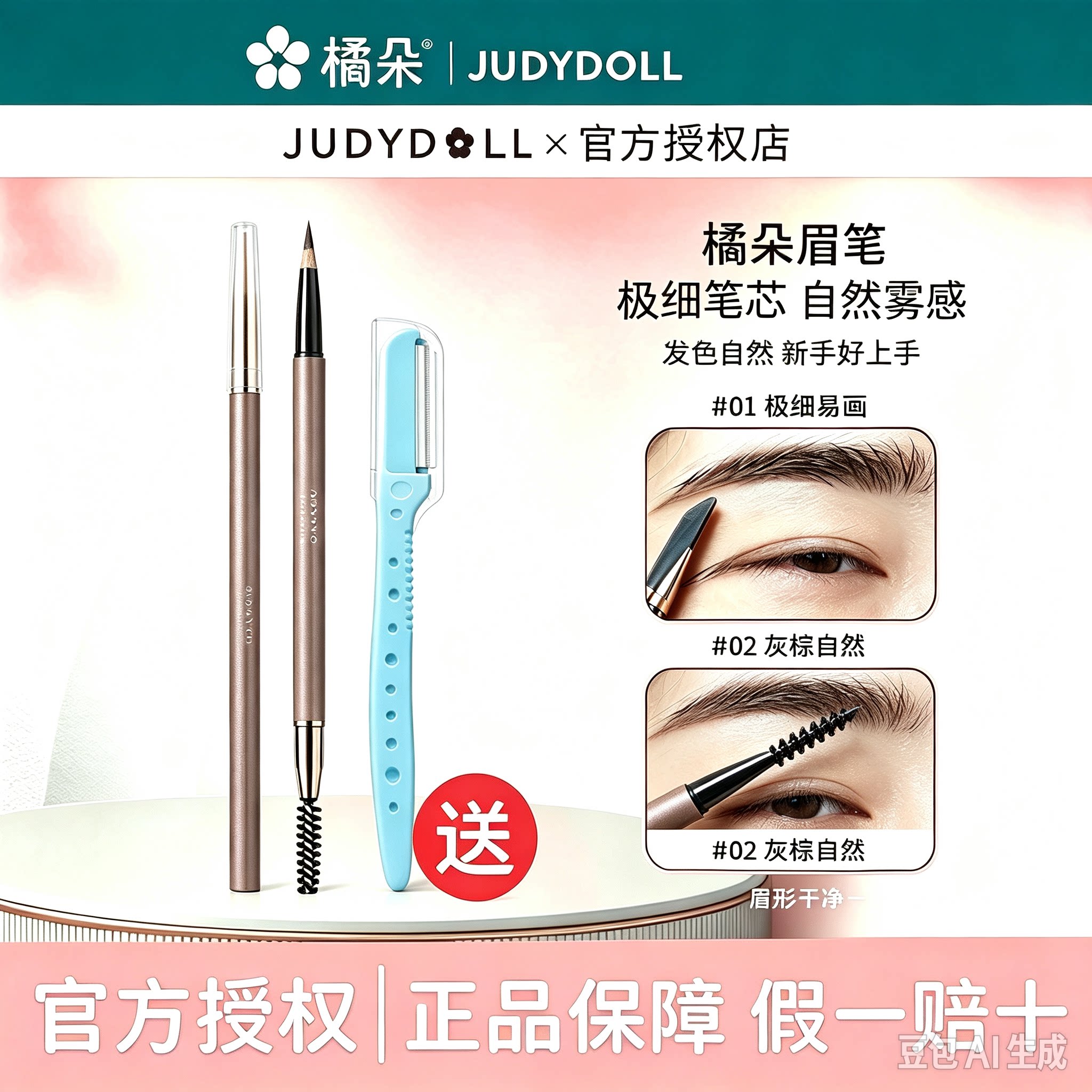【正品2件9折】Judydoll橘朵砍刀眉笔持久防水不脱色眉膏眉粉新手