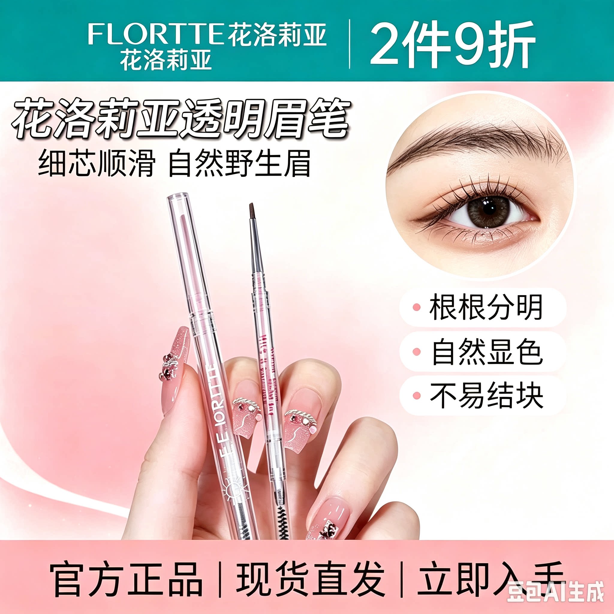 FLORTTE/花洛莉亚眉笔自然防水新手精细眉笔旗舰店官方正品学生党
