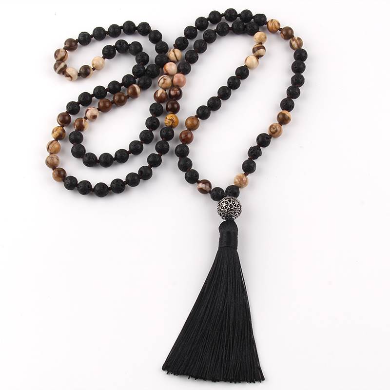 推荐Fashion Women Lariat Bohemian Tribal Jewelry 108 Beads N