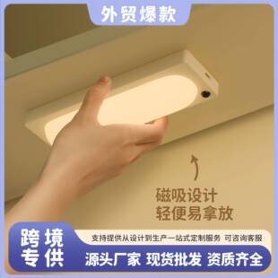 跨境条形感应灯USB鞋柜书桌衣橱走道橱柜LED感应灯无线自粘磁吸灯