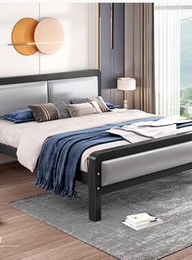 铁艺床双人床现代简约单人铁架床出租房不锈钢铁床架家用1.528米