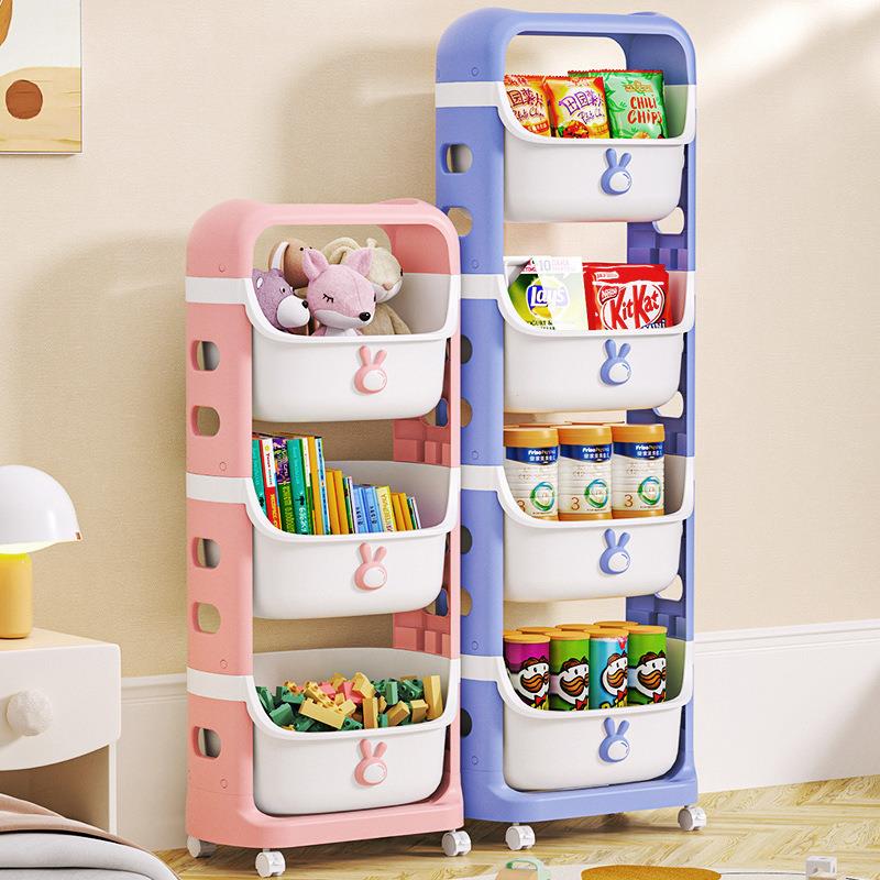 新款卡通玩具置物架可移动便携儿童书架客厅厨房多层收纳架子