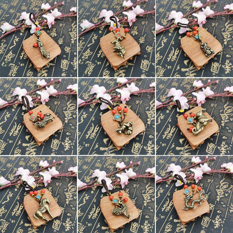 全铜十二生肖钥匙扣鼠牛虎兔龙蛇马羊动物小挂饰钥匙挂扣配件