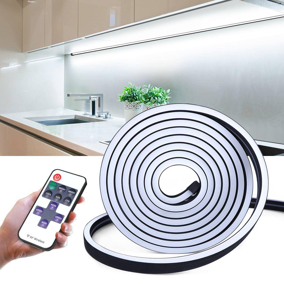 24V黑胶套管LED灯带带RF单色遥控器可调光柔性霓虹灯带装饰软灯条