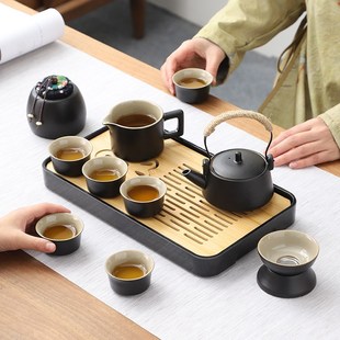 炉烧水壶套装 户外露营围炉煮茶粗陶旅行v茶具卡式 陶瓷功夫泡茶盘