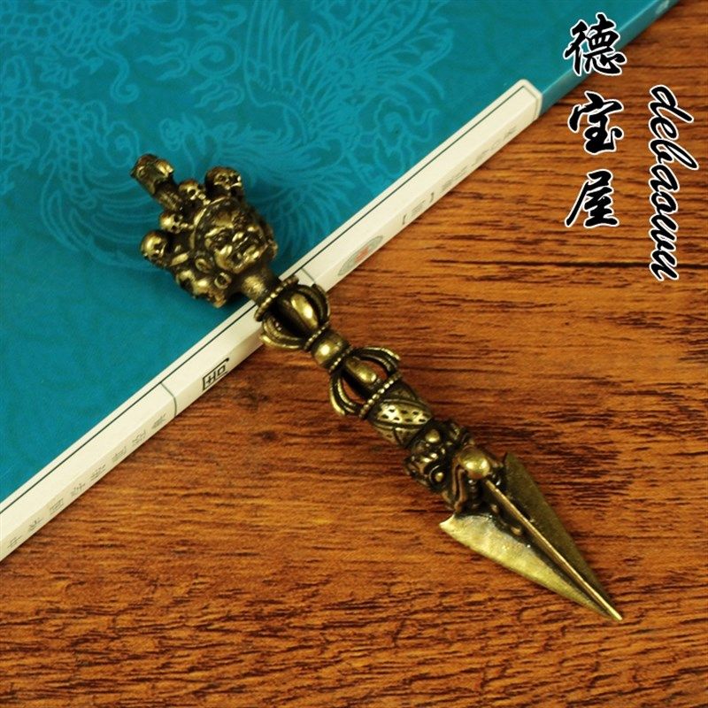 纯铜法器a金刚杵降魔杵马头明王金刚撅黄密宗藏佛三面普巴实心摆
