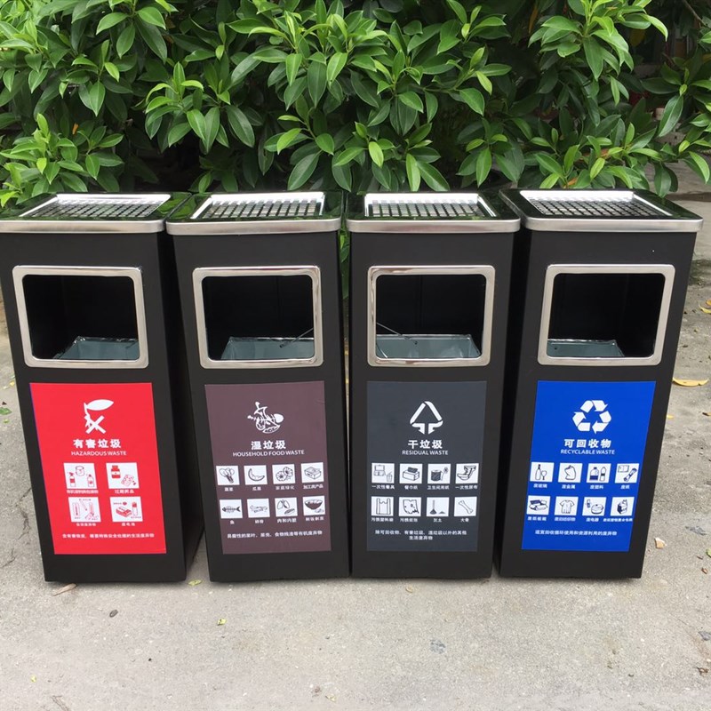 不锈钢垃圾桶酒店大堂户外烟灰缸立式分类大号商S场圆形方形带内