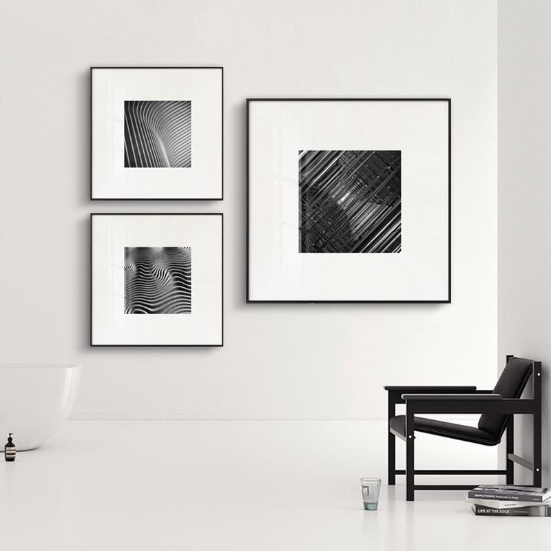 黑白艺术摄影照片墙北厅挂画极简方形工业装饰画样板房壁画图片