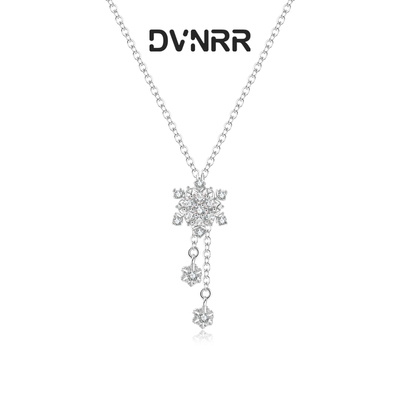 DVNRR雪花轻奢设计满钻流苏项链