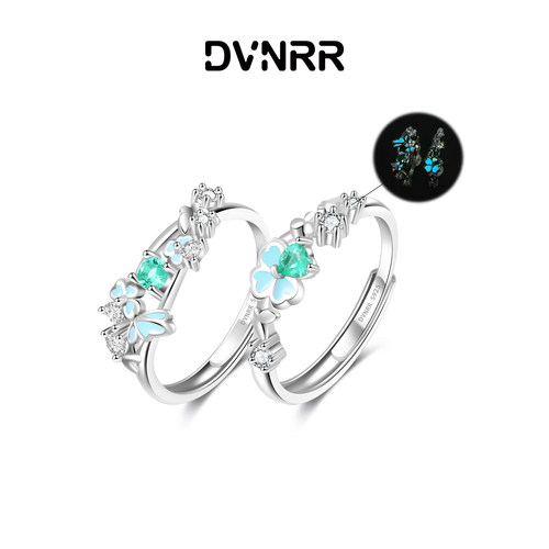 DVNRR幸运序章 设计师原创 夜光幸运四叶草闺蜜对戒