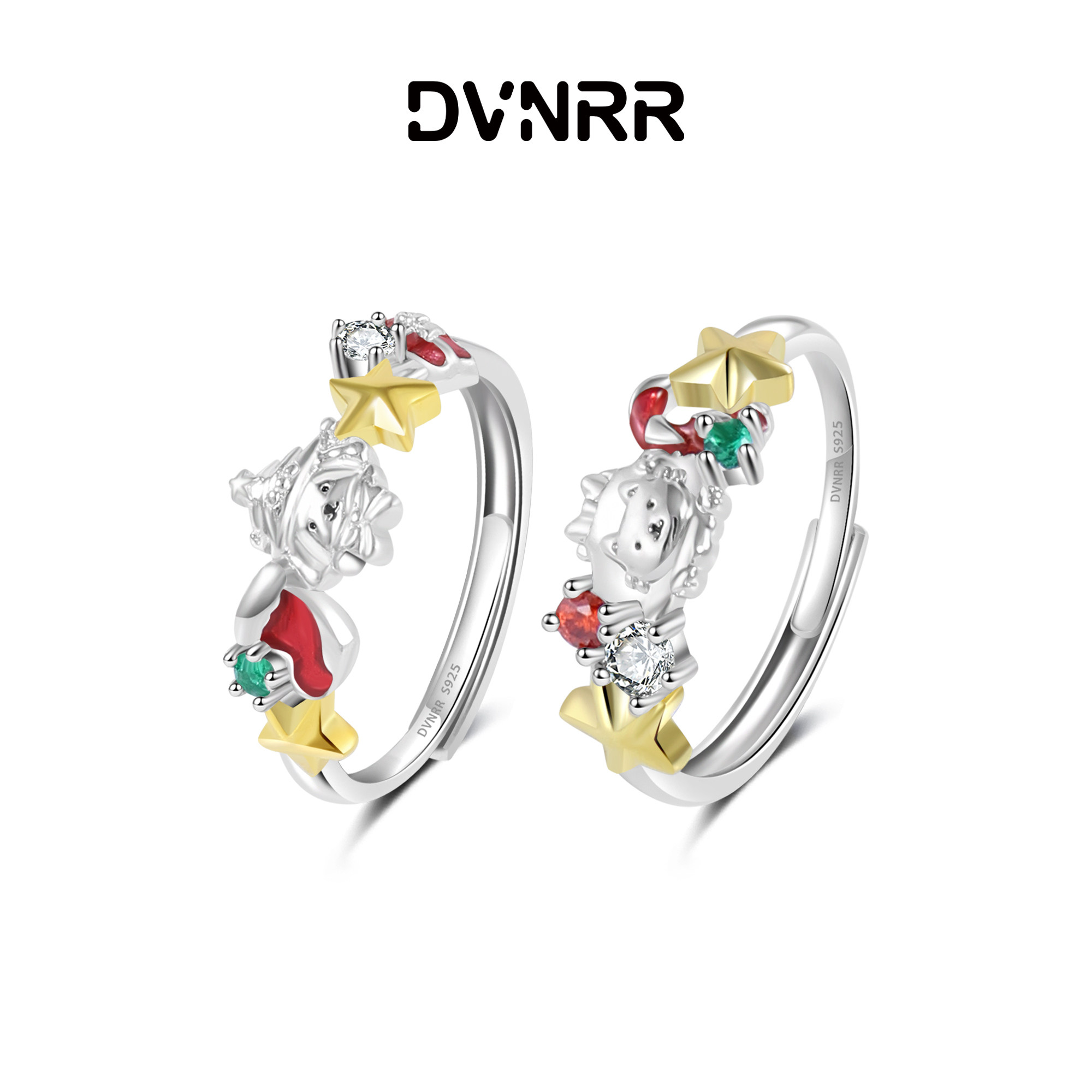 DVNRR许愿雪精灵 设计师原创  s925银圣诞新品 卡通可爱闺蜜对戒图片