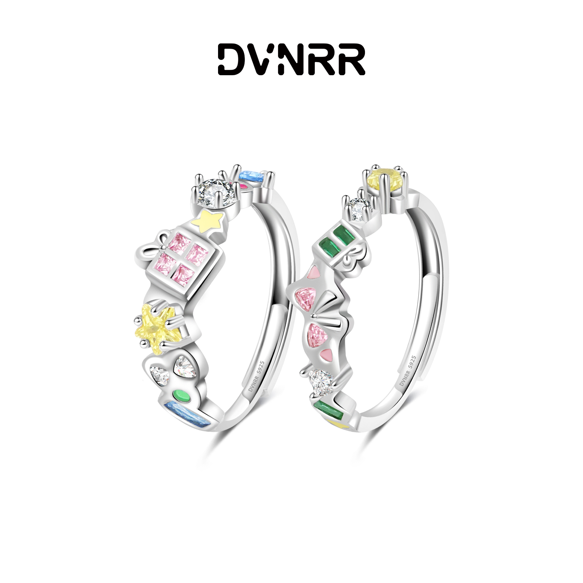 DVNRR心愿糖果匣 原创设计彩钻糖果闺蜜对戒