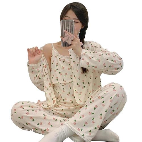 新款春夏四件套月子服短裤背心夏季孕妇哺乳喂奶套装睡衣女家居服
