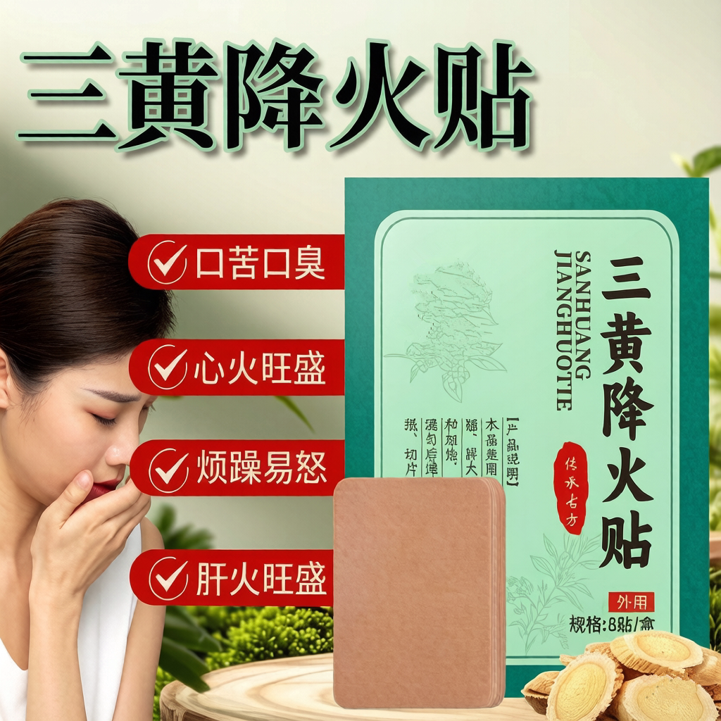 三黄降火贴肝火旺盛内热除口臭口苦降火足贴湿气重清热去火中药贴
