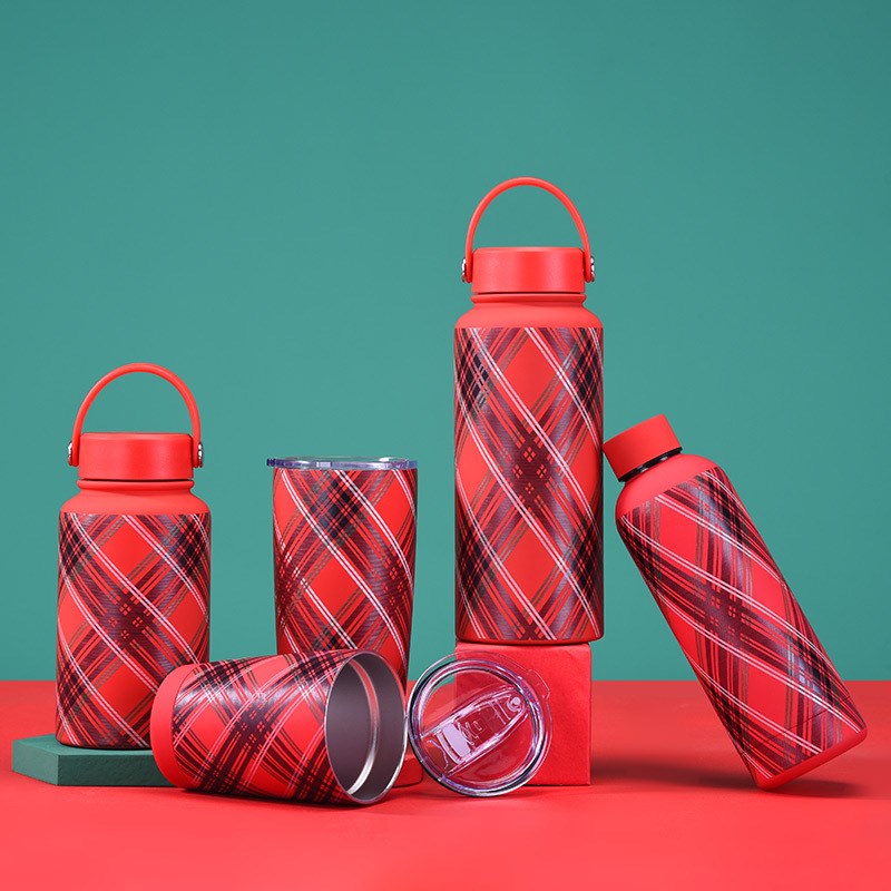 速发20钢4新款不锈2保温杯咖啡杯圣量红色套装大容诞提手户外运动