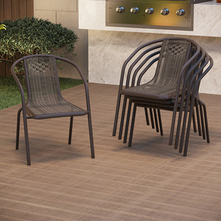 速发户外椅子庭院台露天奶茶店仿外桌椅波尔多椅塑料靠背室藤椅餐