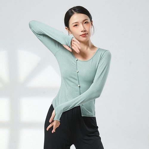 速发古典舞舞功服秋冬形体训练服练装舞蹈服长袖套指上衣