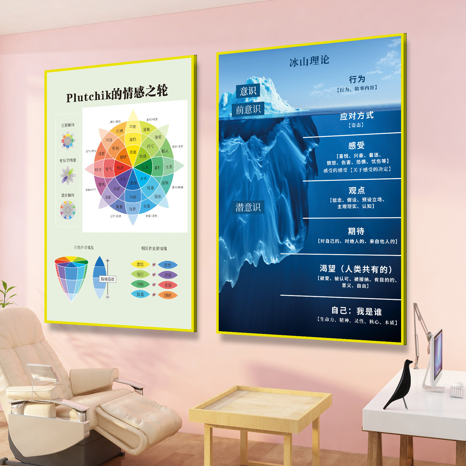 速发心理咨询置布室医院情饰辅导健康心灵驿站文化墙装绪贴挂壁纸