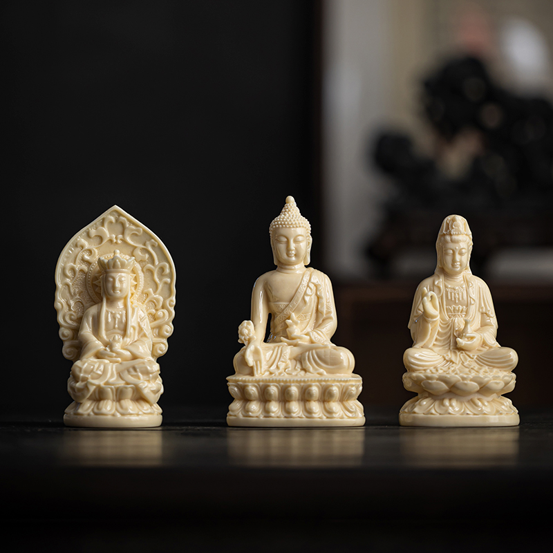 速发新中式菩观三圣人物佛像陶瓷摆件阿弥陀佛西萨方音装饰品工艺