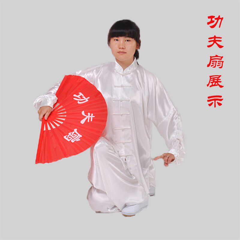 速发太极扇功夫扇学生打太极团体表演塑料骨响扇早练功扇红色扇