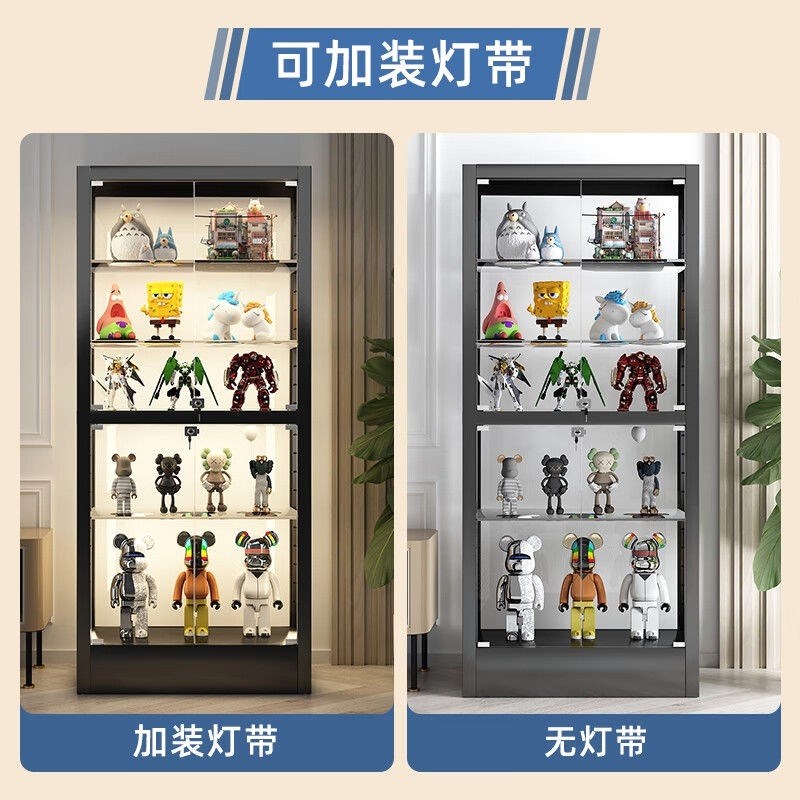 速发柜展示柜透明玻璃柜家用夹缝防尘储物架子玩具陈列柜酒柜