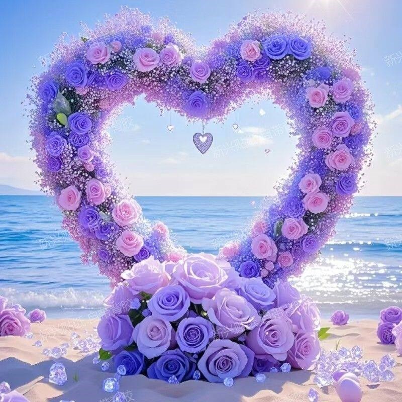 速发防水贴纸海边爱心玫瑰浪漫新款贴纸画房间卧室客厅门窗墙上自