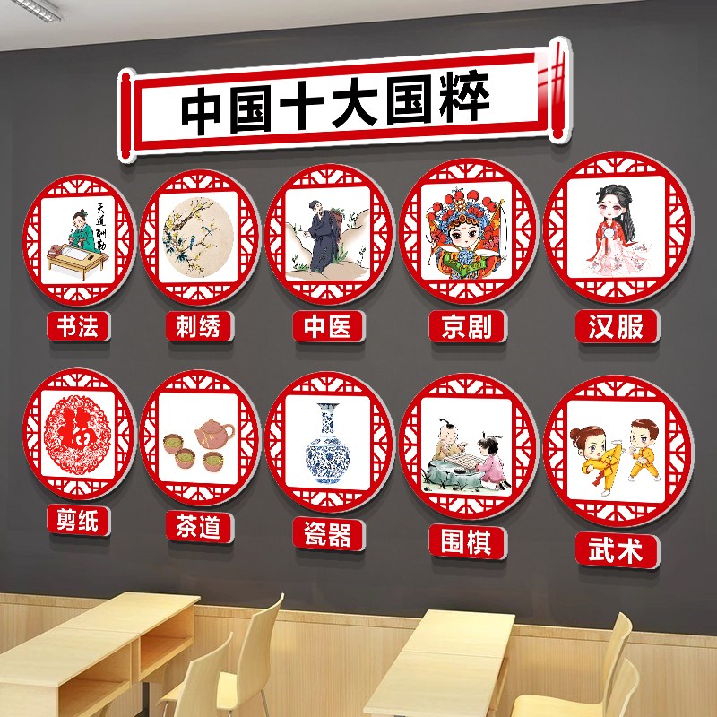 速发非遗文化墙中国十大国粹京剧戏曲环创传统文化主题墙贴黑板报