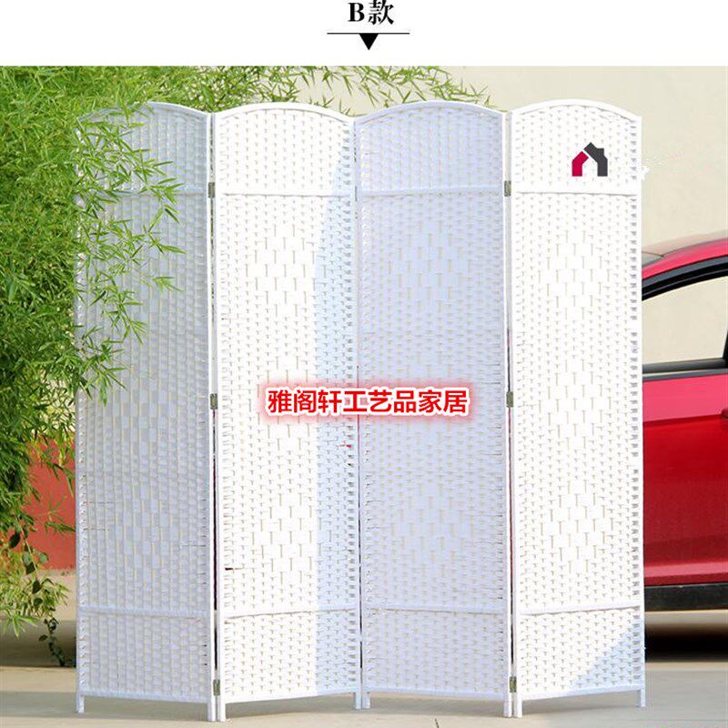 速发厂家直销草编柳编玄关屏风隔断时尚藤编饭店办公折屏多色可选