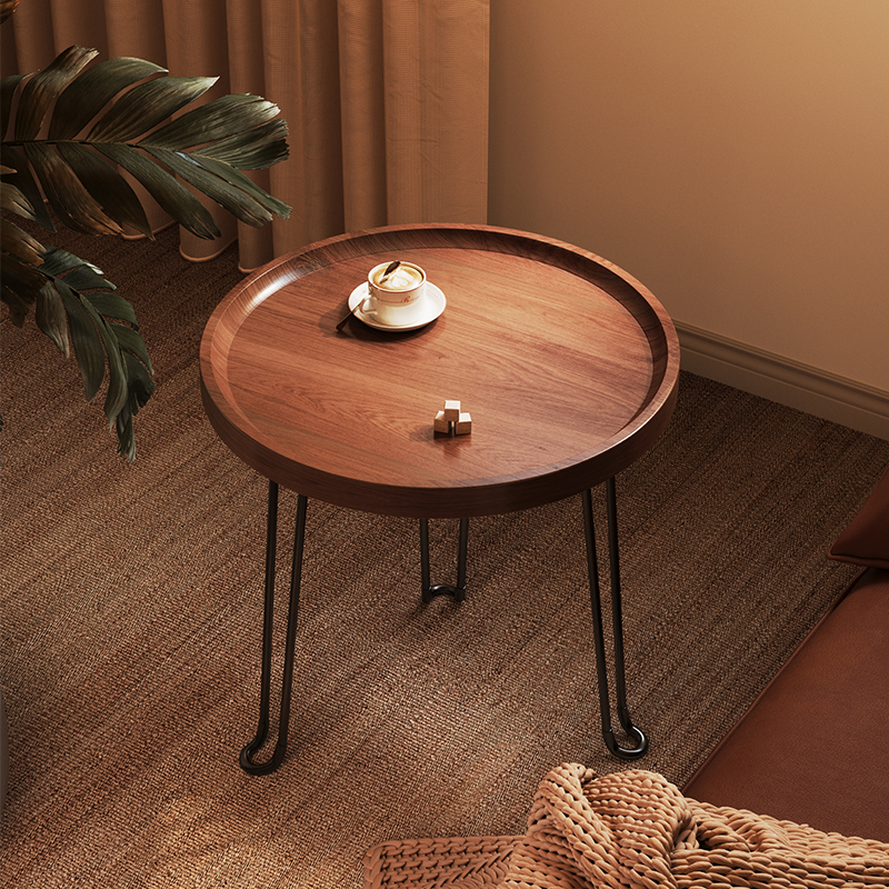 速发客典小高级感小茶几古厅边几置物架台飘窗移动风圆桌可折叠