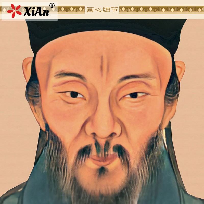 速发人物图 王守仁古代圣贤书房装饰字画 复古绢布卷轴挂画