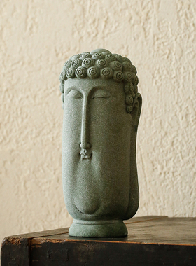 速发青砂摆佛头意饰品石件桌面创装微景观鱼缸盆景造景佛像家居摆