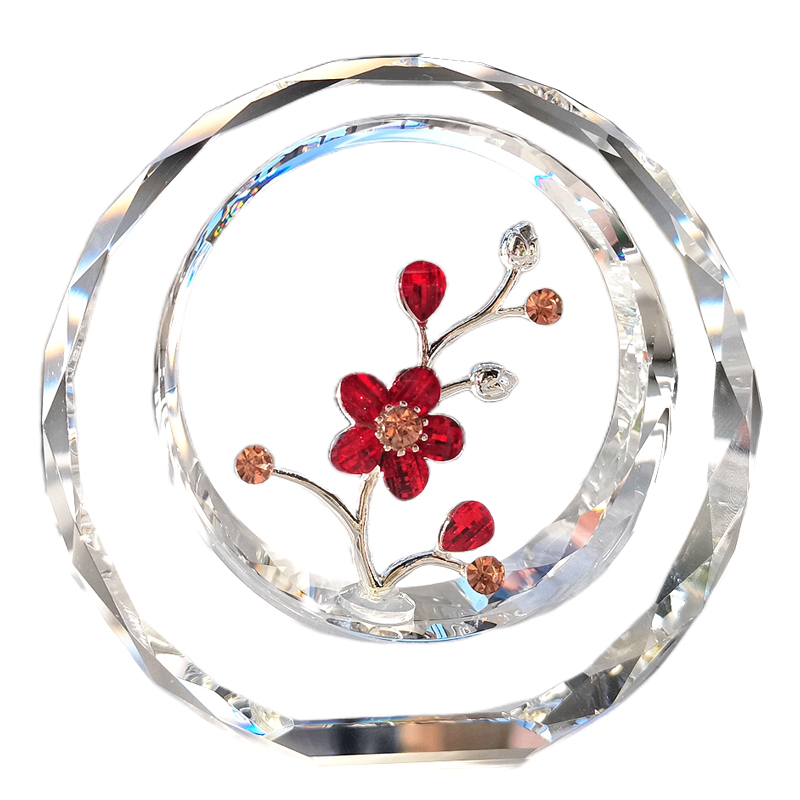 花好月圆水晶梅花摆件桌面书房装饰品生日礼物情人节送礼爱意表达