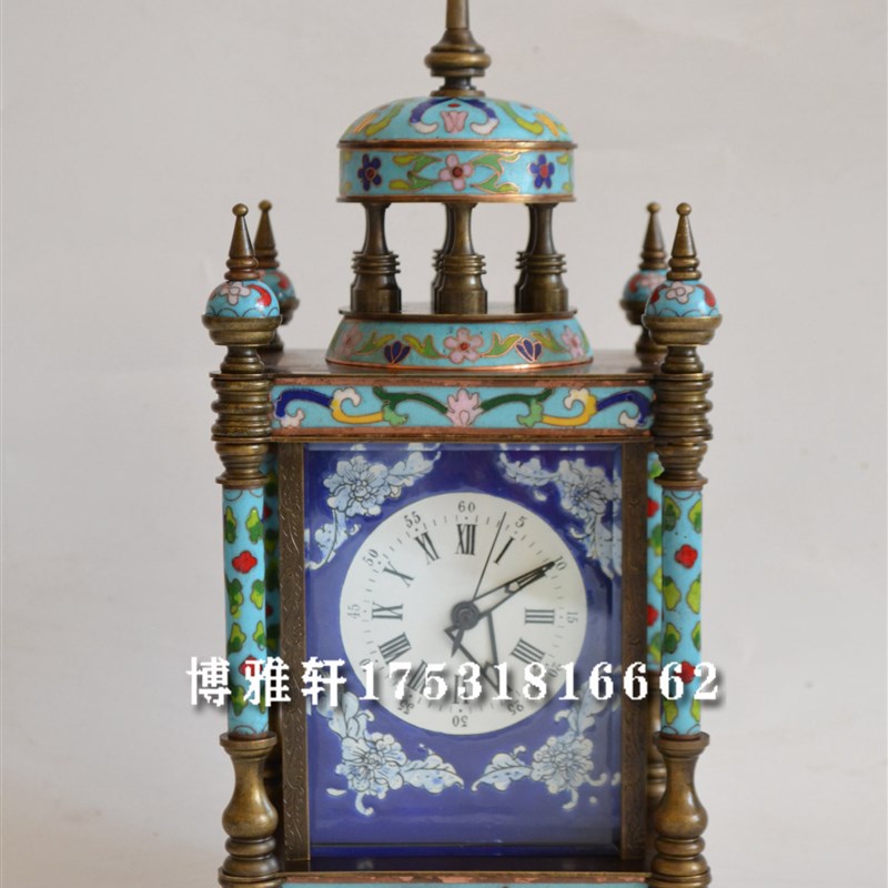 景泰蓝把玩座钟古典欧式机械纯铜仿古董西洋老钟表