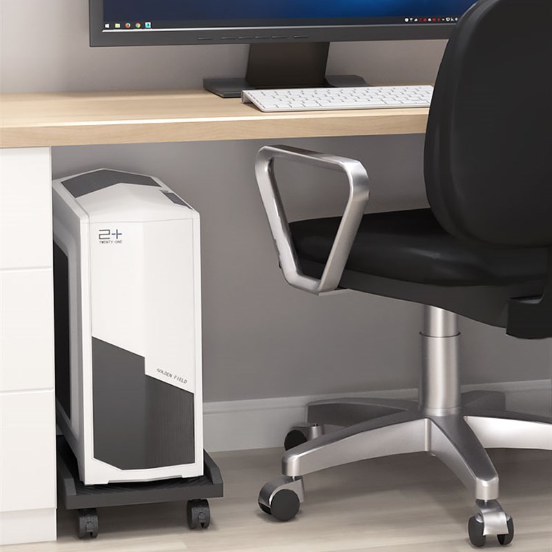 电脑主机托架桌下放电脑主机壳的支架办公室移动增高带轮托盘置物