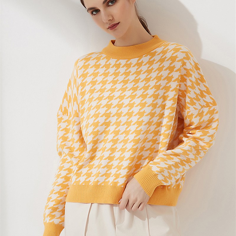 Wixra Korean Style Sweater Women Pullover Casual Geometric L