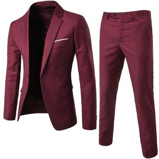 Solid Lapel Plus Sleeve Long Color Fashion Men Size Set 2Pcs