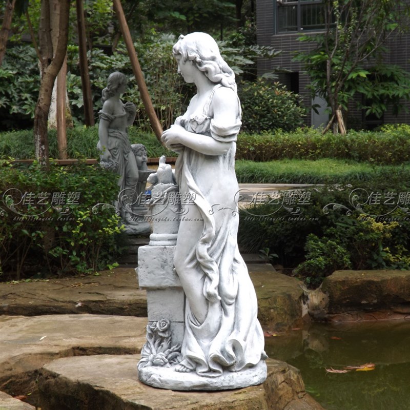 欧式玻璃纤维人物雕像装饰品家居客厅户外花园落地摆设和平鸽仕女