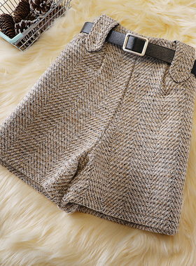 Woolen shorts, autumn and winter high waist, new fashion wid