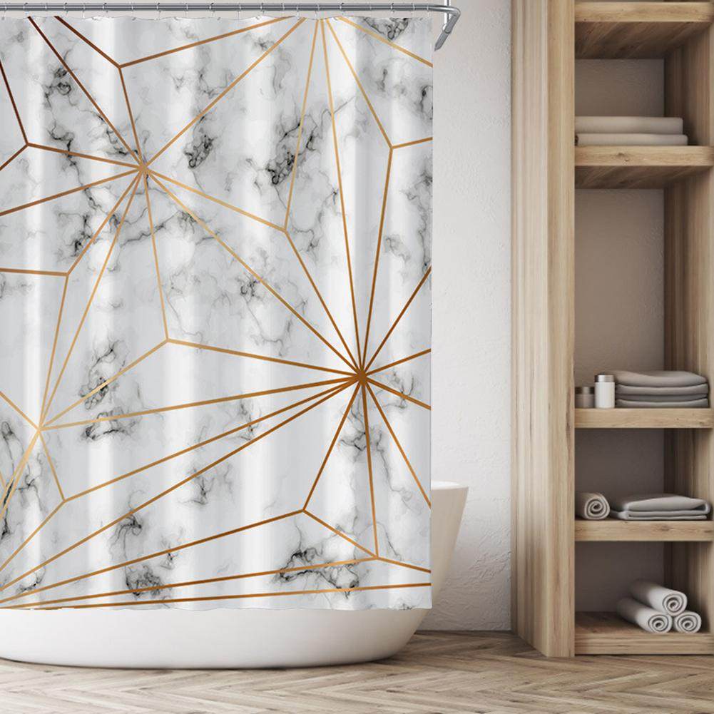 2 x 1.8M Shower Curtain Marble Geometry Pattern Shower